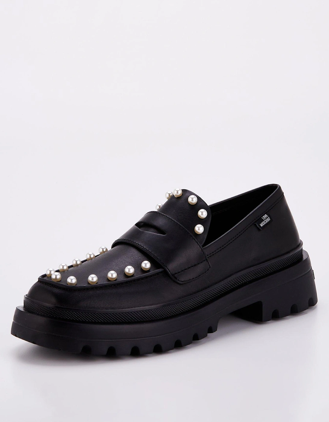 Chunky Pearl Loafers - Black