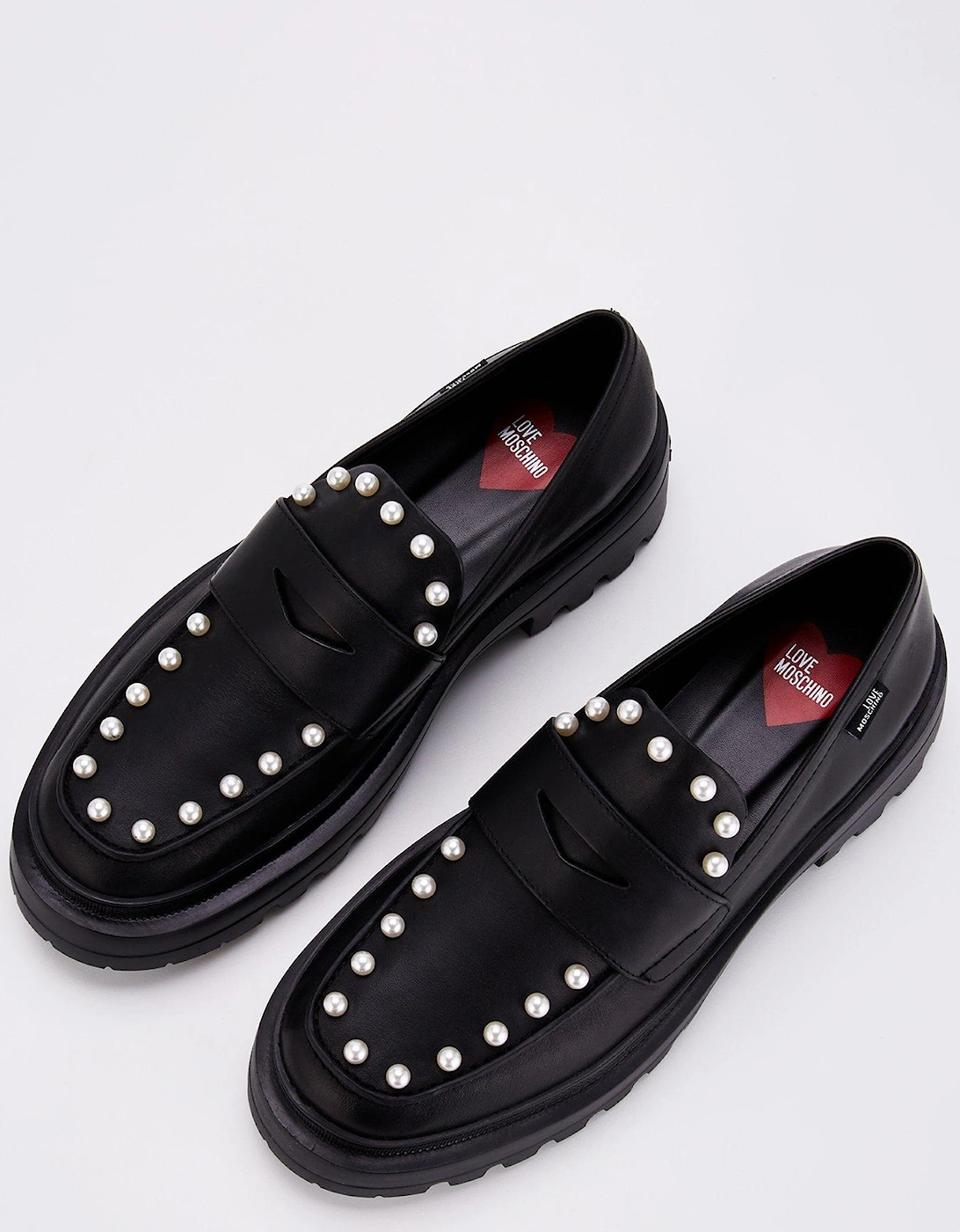 Chunky Pearl Loafers - Black