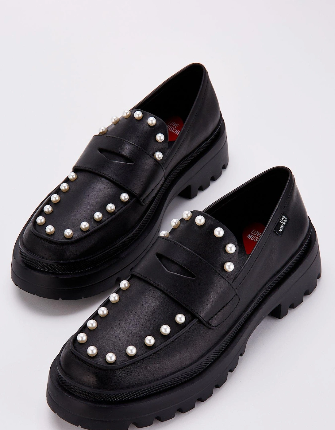 Chunky Pearl Loafers - Black