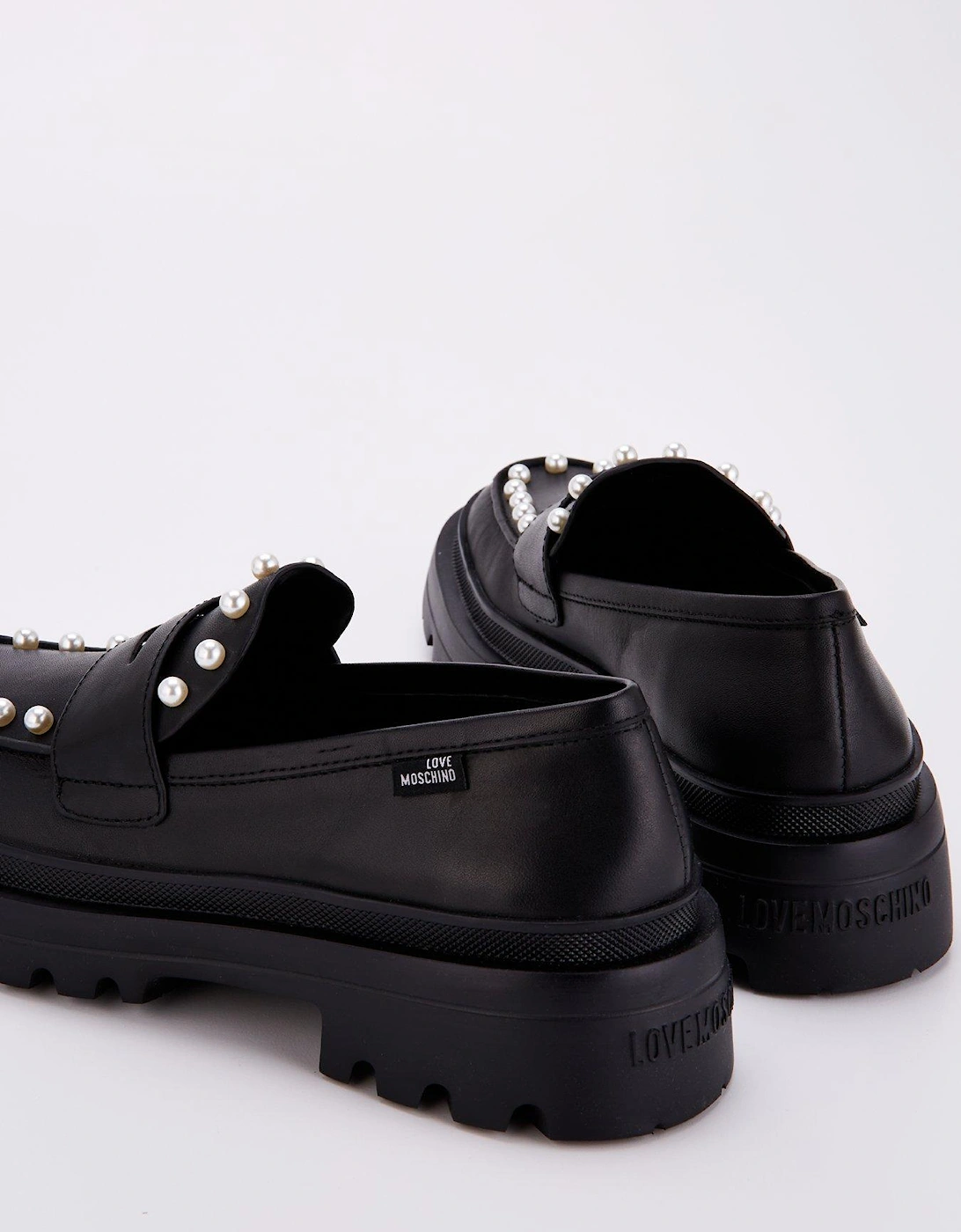 Chunky Pearl Loafers - Black