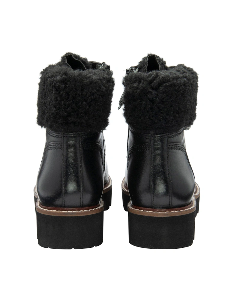 Clyde Leather Fur Lined Hiker Ankle Boot - Black