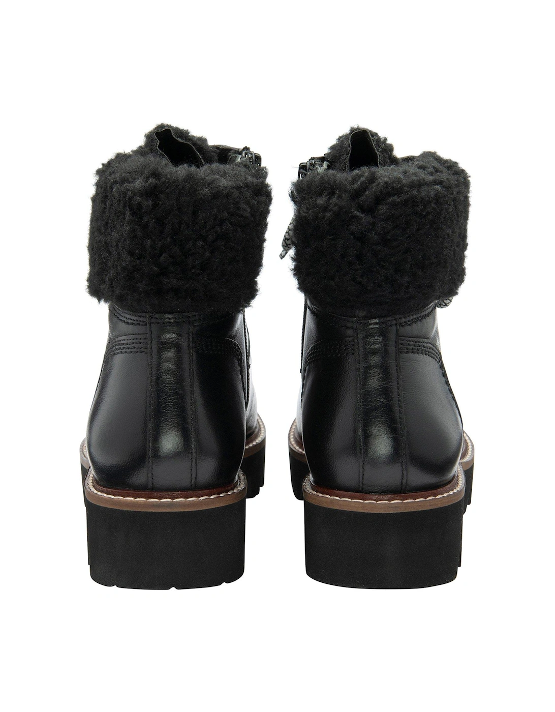 Clyde Leather Fur Lined Hiker Ankle Boot - Black