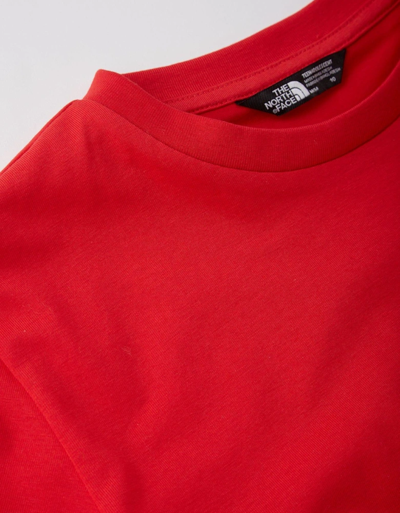 Junior Short Sleeve Simple Dome Tee - Red