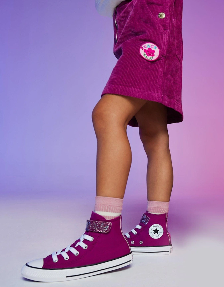 Kids Shinefetti Chuck Taylor All Star 1V Trainers - Purple