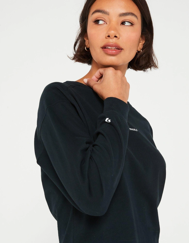 Womens Wordmark Long Sleeve Top - Black