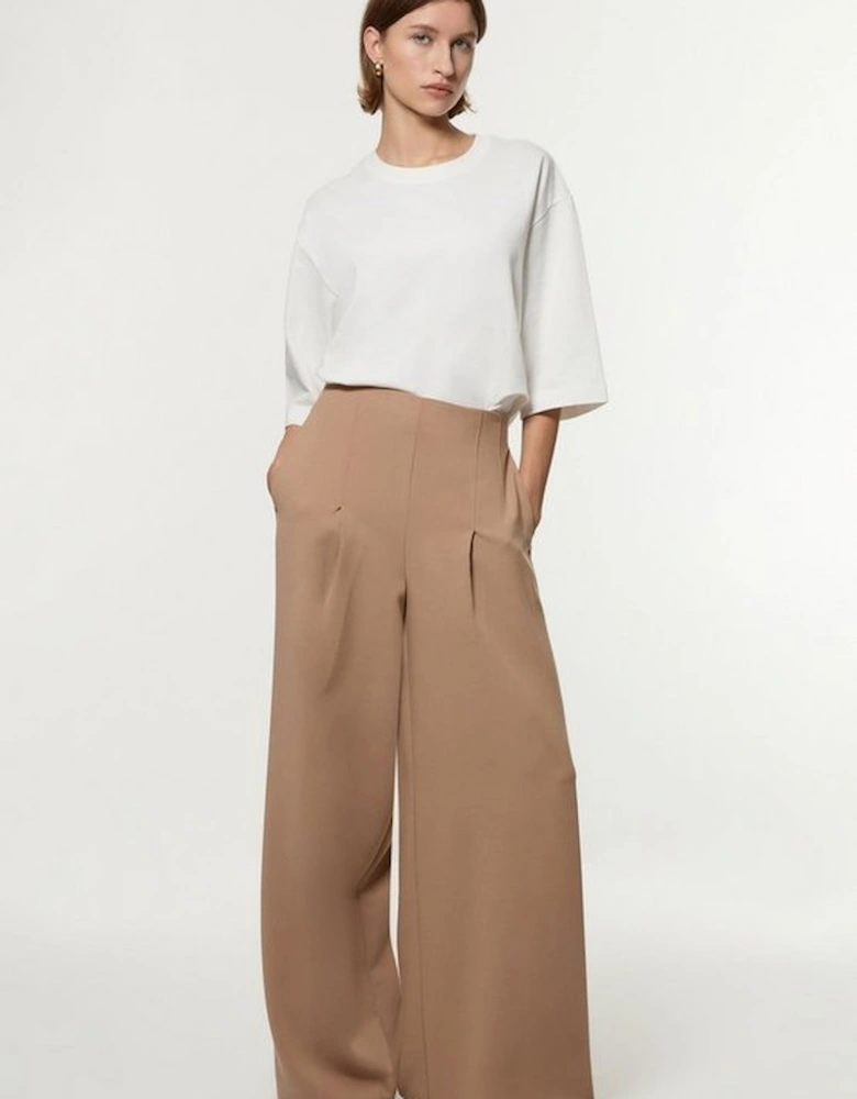 Compact Stretch Essential Wide Leg Tailored Trouser