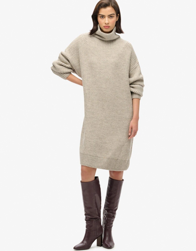 Chunky Rib Knit Jumper Dress - Grey