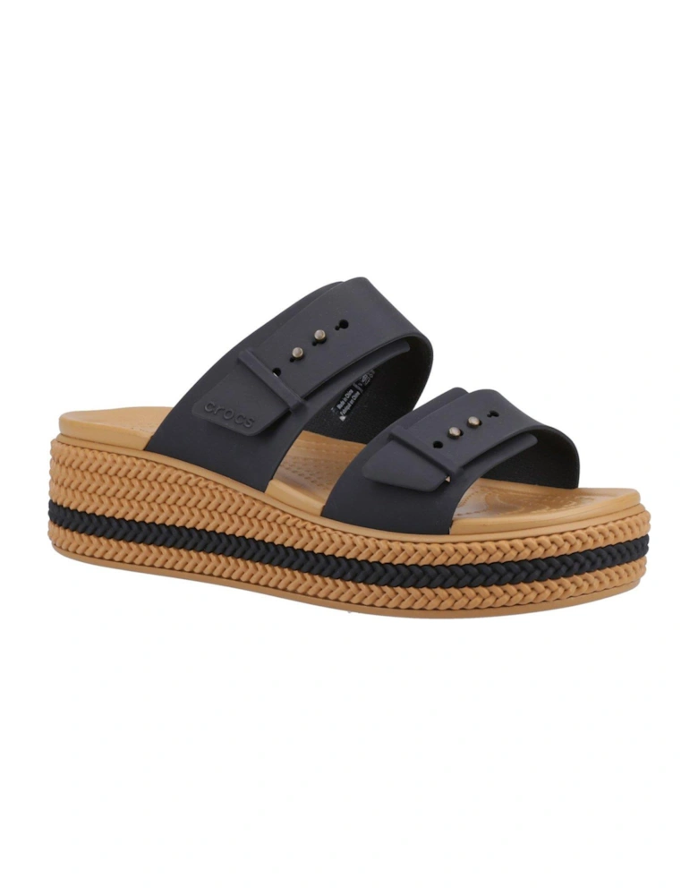Brooklyn Buckle Wedge Sandal - Black