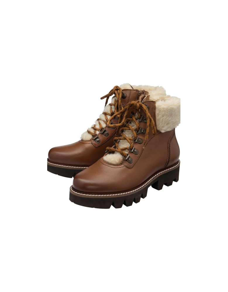 Clyde Leather Fur Lined Hiker Ankle Boot - Tan