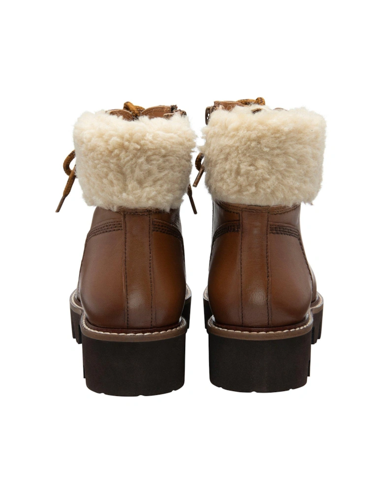 Clyde Leather Fur Lined Hiker Ankle Boot - Tan