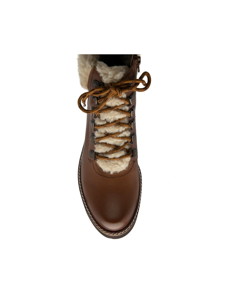 Clyde Leather Fur Lined Hiker Ankle Boot - Tan