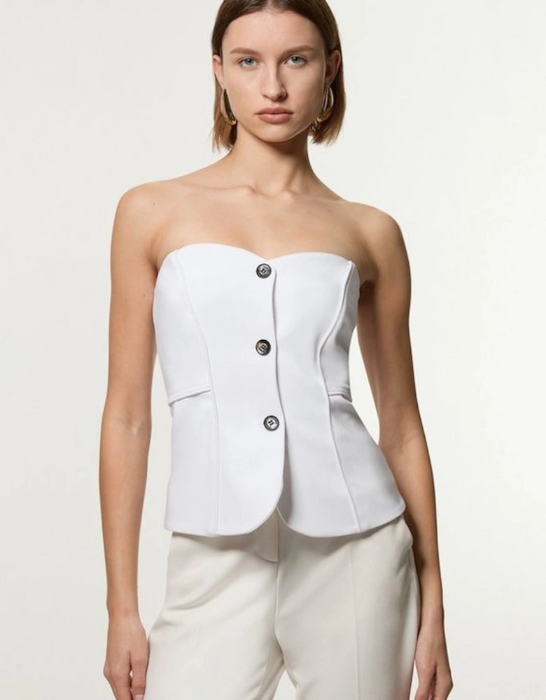 Tailored Contrast Tipped Stitch Detail Bandeau Waistcoat