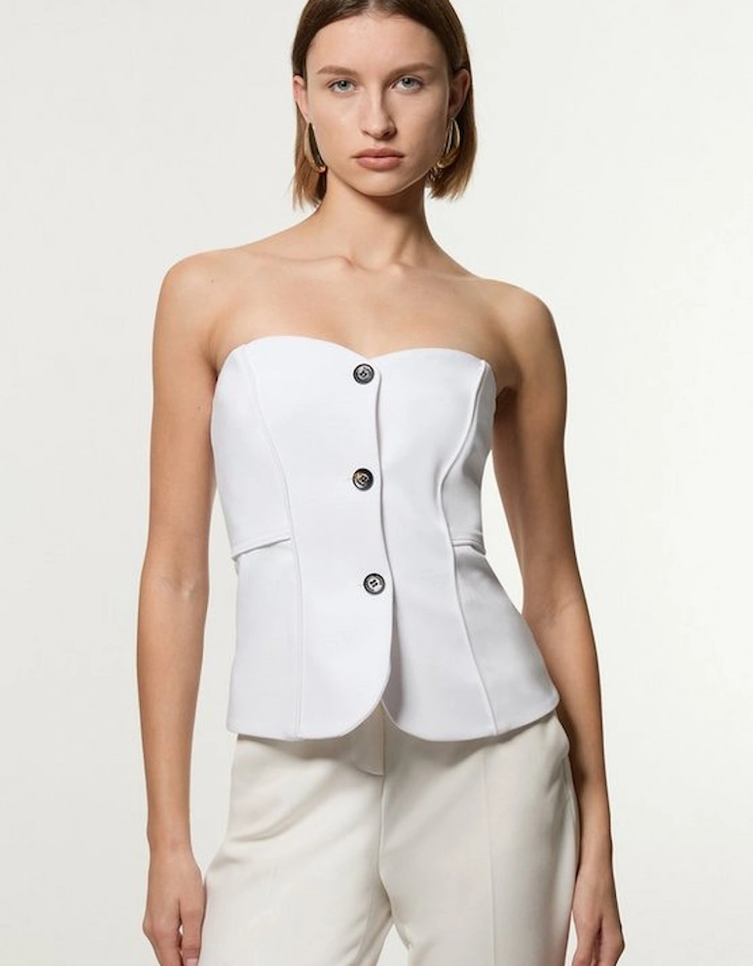 Tailored Contrast Tipped Stitch Detail Bandeau Waistcoat, 5 of 4