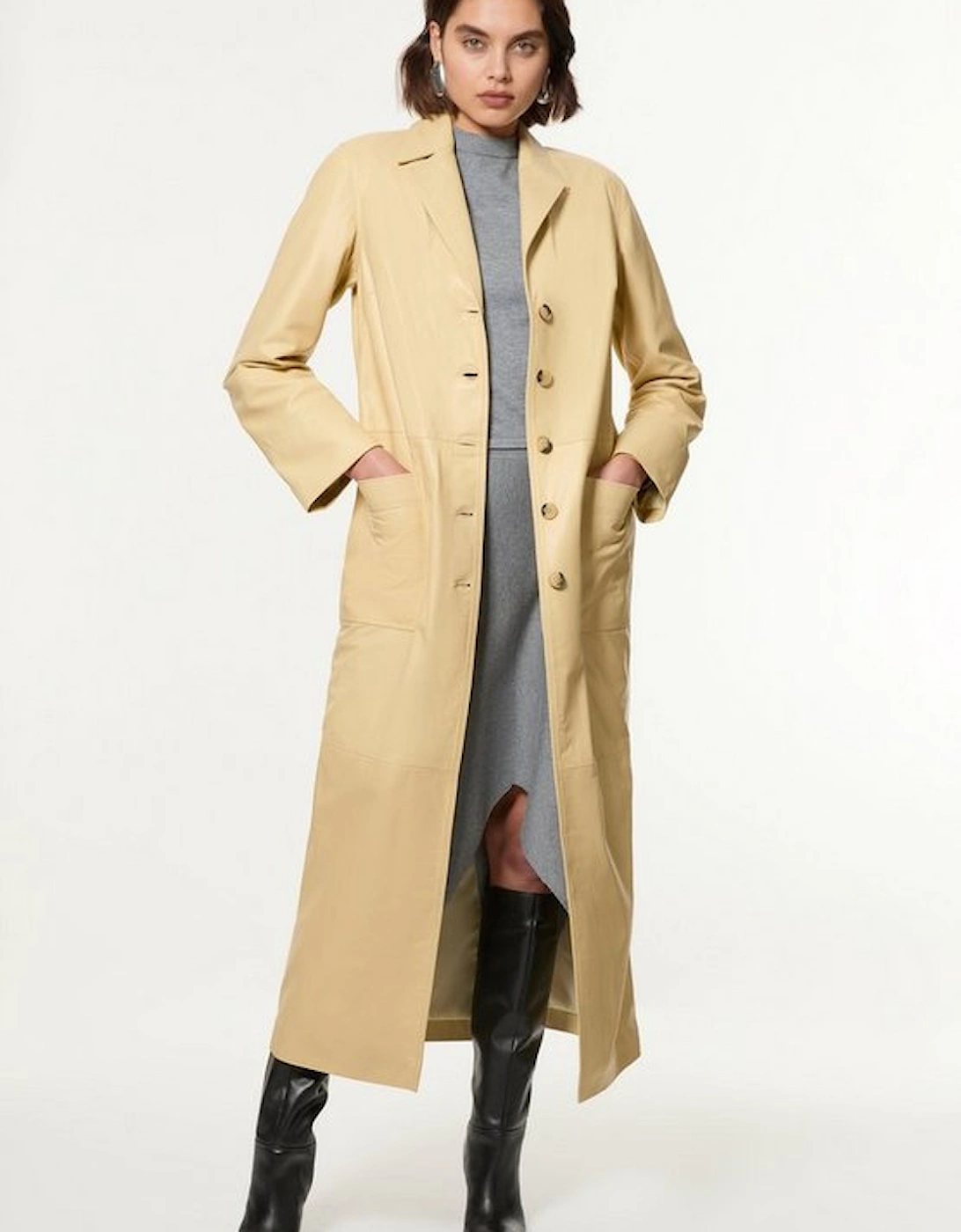 Leather Clean Trench Coat, 4 of 3