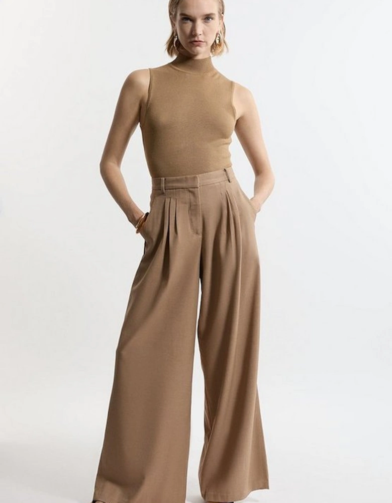 Tailored Wide Leg Darted Trousers