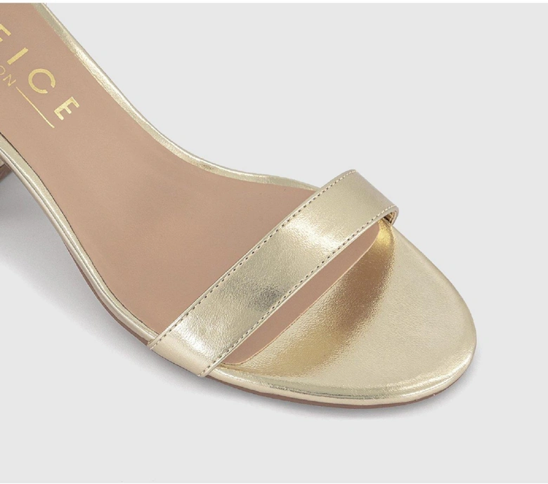 Flared Heel 2 Part Sandal - Gold