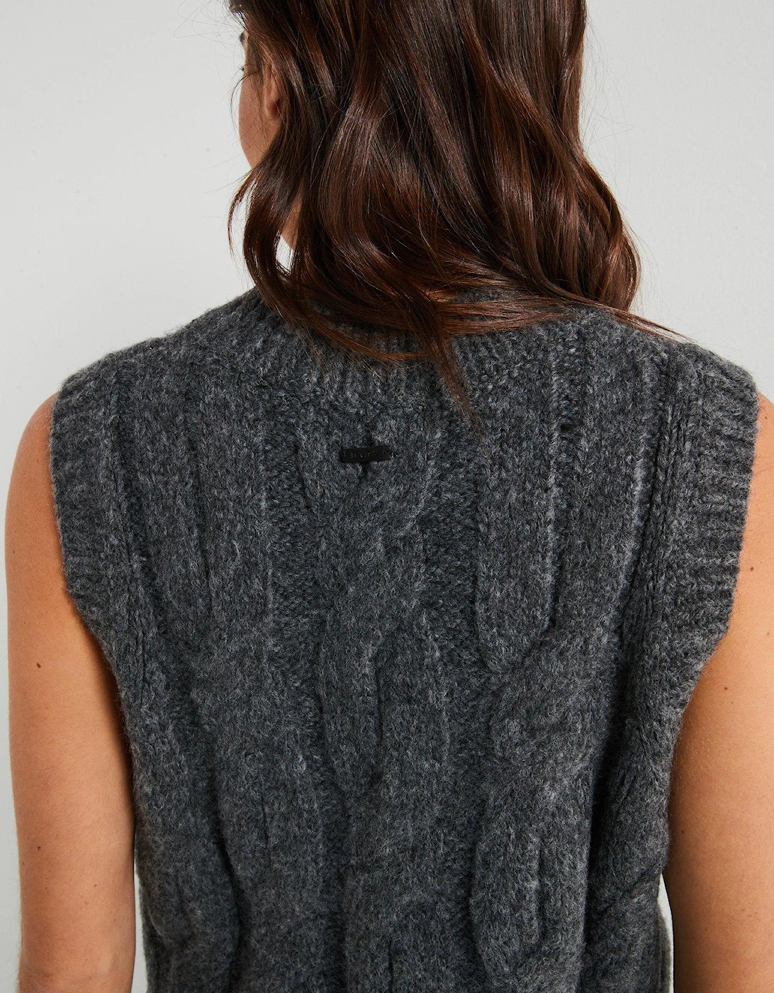 Isabel Cable Vest - Charcoal Heather Grey