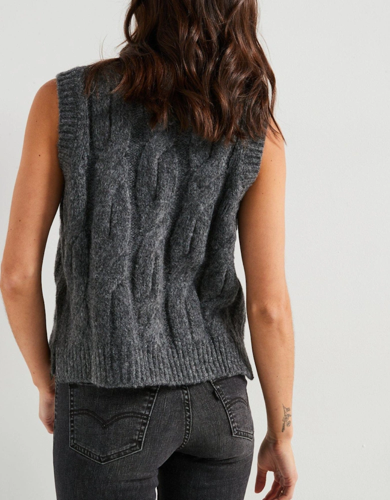 Isabel Cable Vest - Charcoal Heather Grey