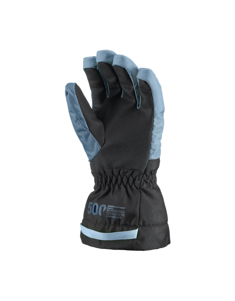 Kids' Warm And Waterproof 500 Ski Gloves - Denim Blue