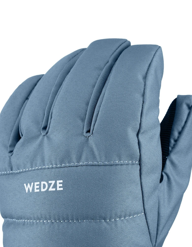 Kids' Warm And Waterproof 500 Ski Gloves - Denim Blue