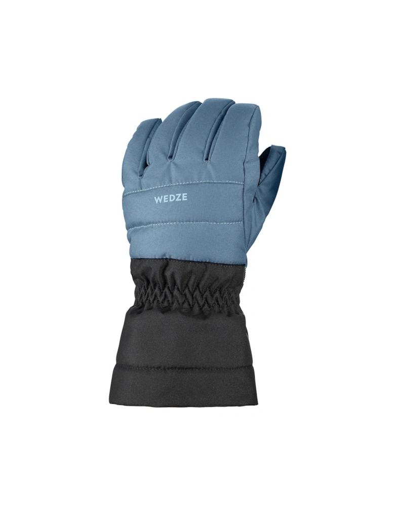 Kids' Warm And Waterproof 500 Ski Gloves - Denim Blue