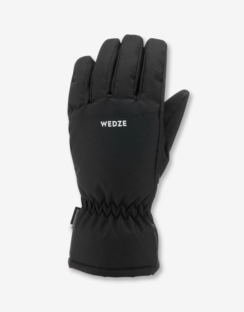 Kids' Warm And Waterproof 100 Ski Gloves - Black