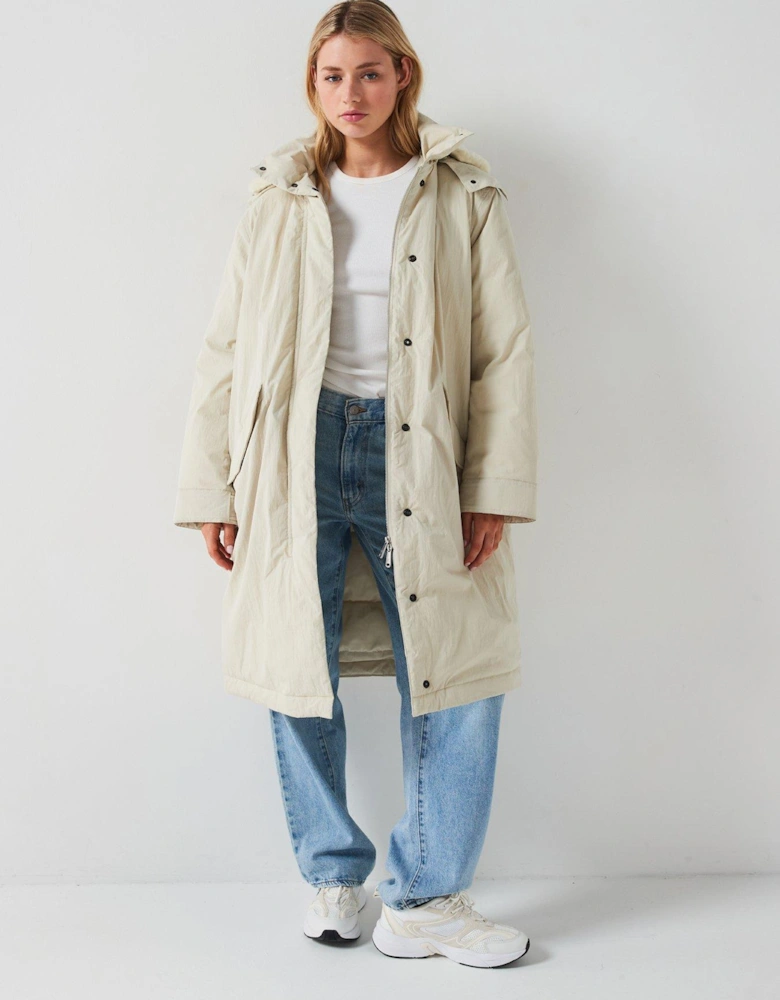 Padded Hooded Parka Jacket - Cream