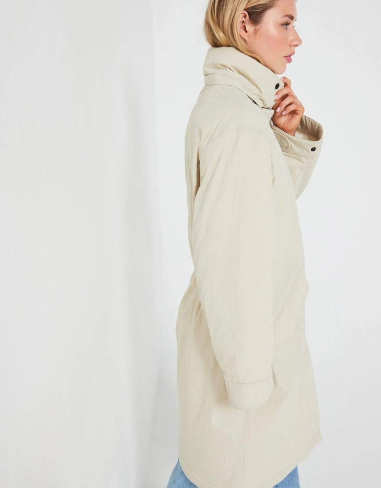 Padded Hooded Parka Jacket - Cream