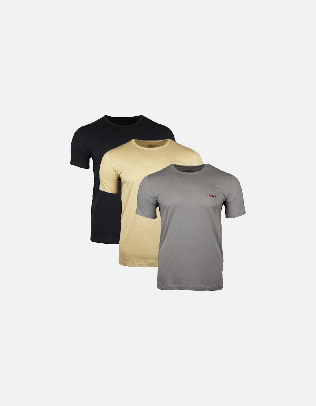 3-Pack Cotton T-Shirts, Black/Beige/Grey, 5 of 4