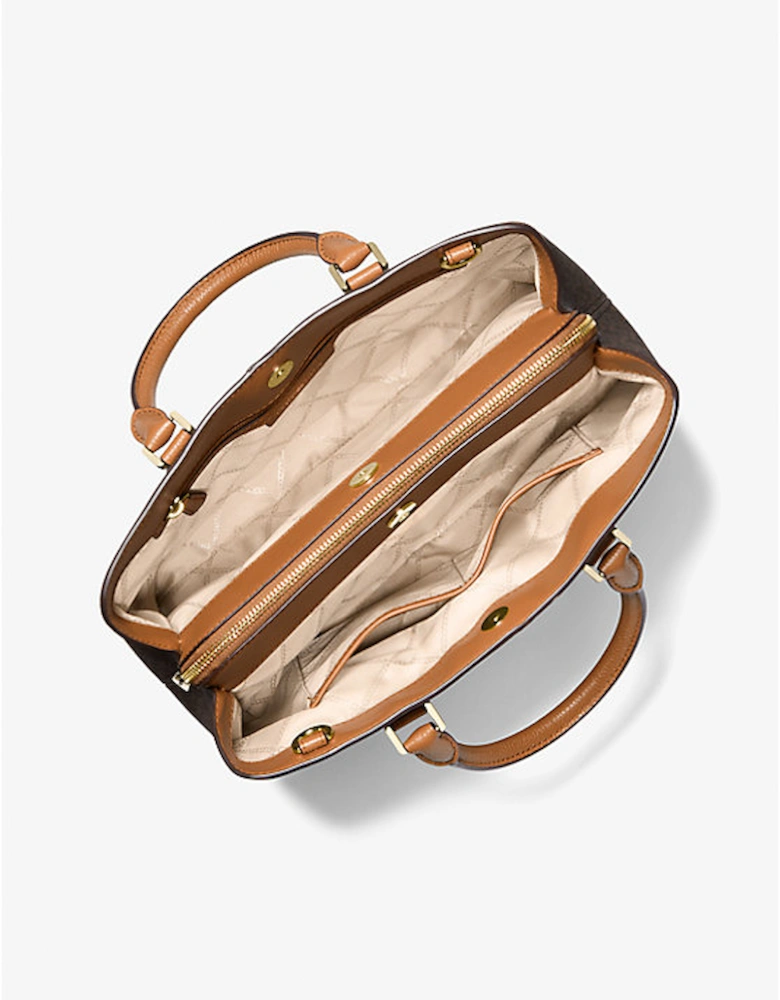 Camille Large Logo and Leather Satchel