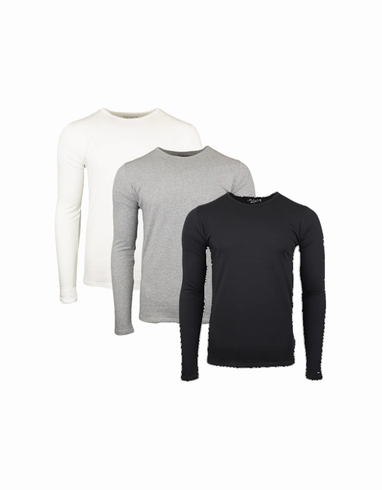 3-Pack Premium Essentials Long Sleeve T-Shirts, Black/White/Grey Heather