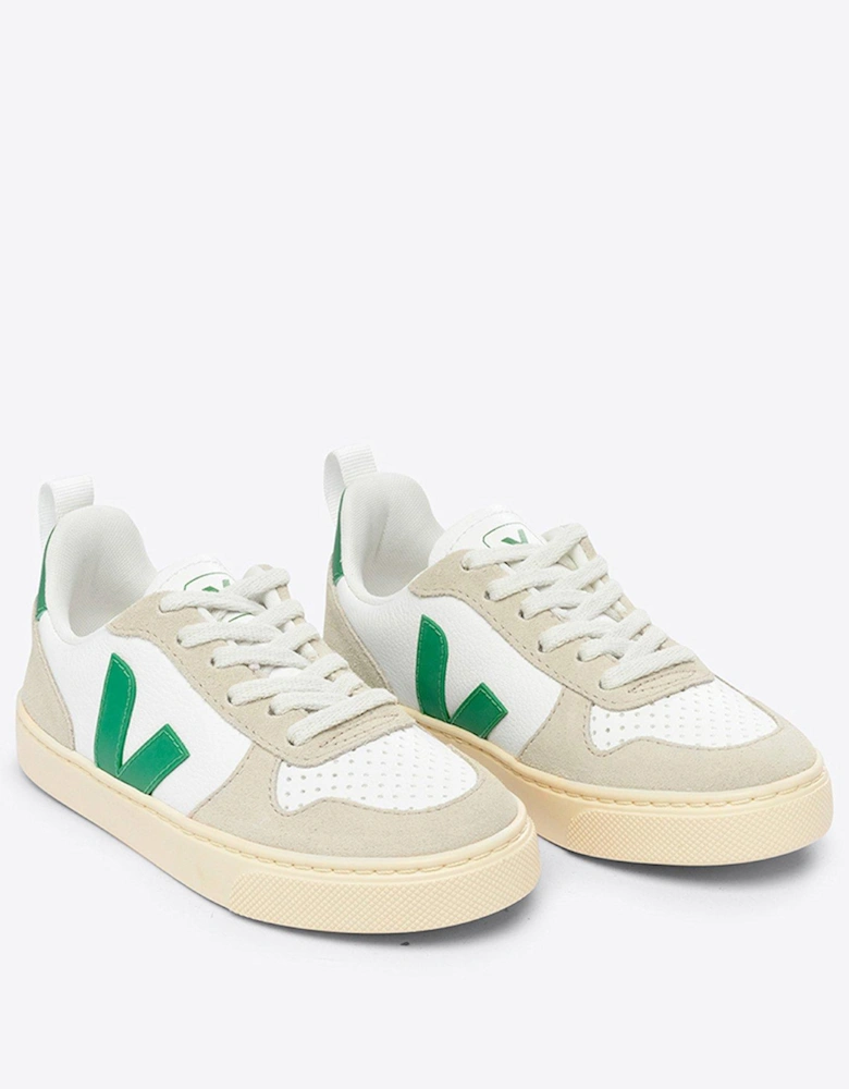 Junior Small V-10 Laces Trainers - White/Green