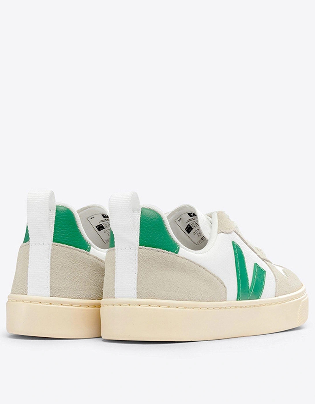 Junior Small V-10 Laces Trainers - White/Green