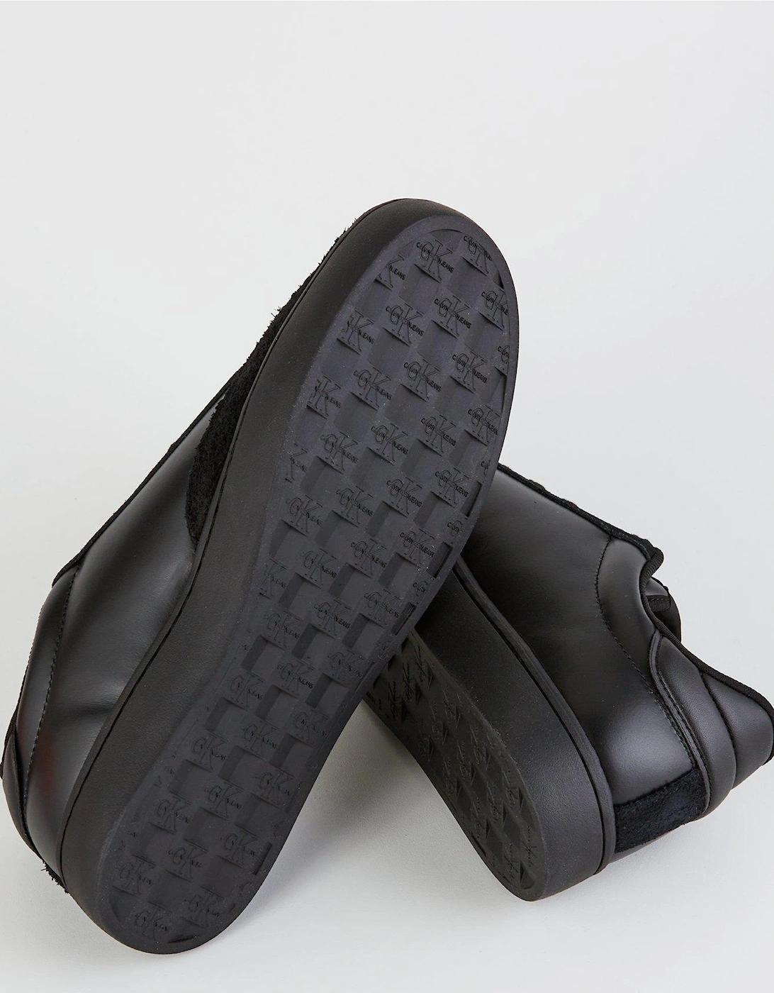 Mixed Material Cupsole Trainers - Black