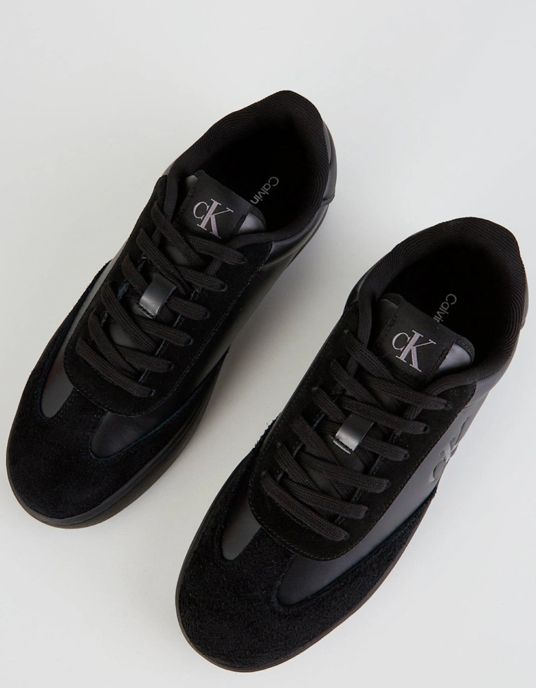 Mixed Material Cupsole Trainers - Black