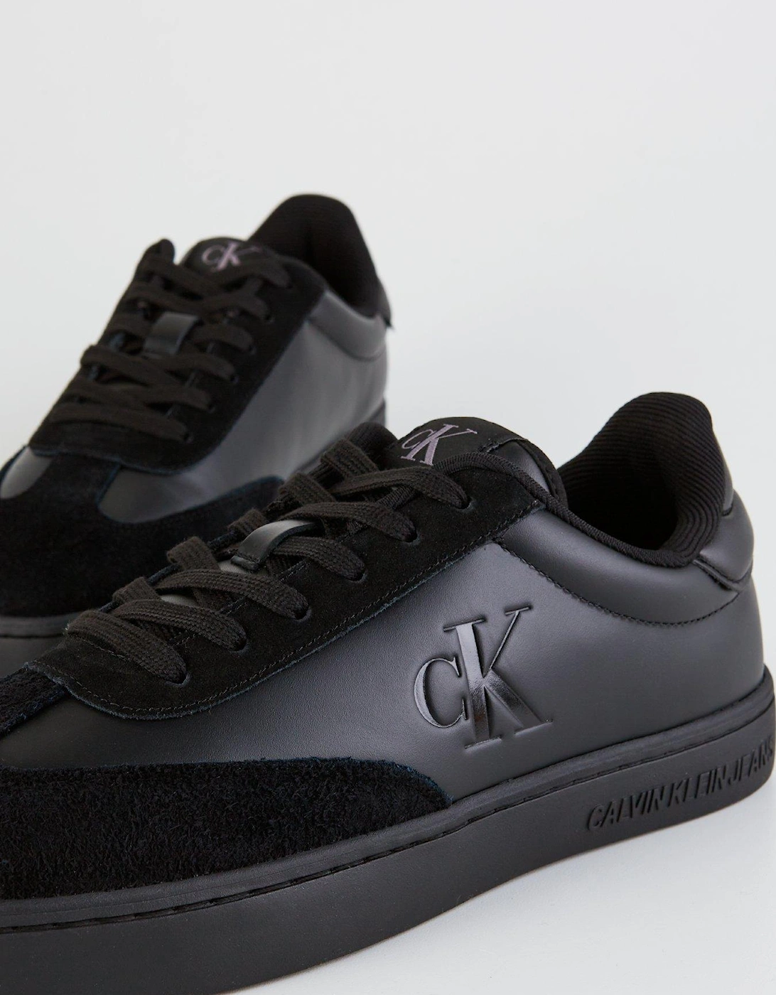 Mixed Material Cupsole Trainers - Black