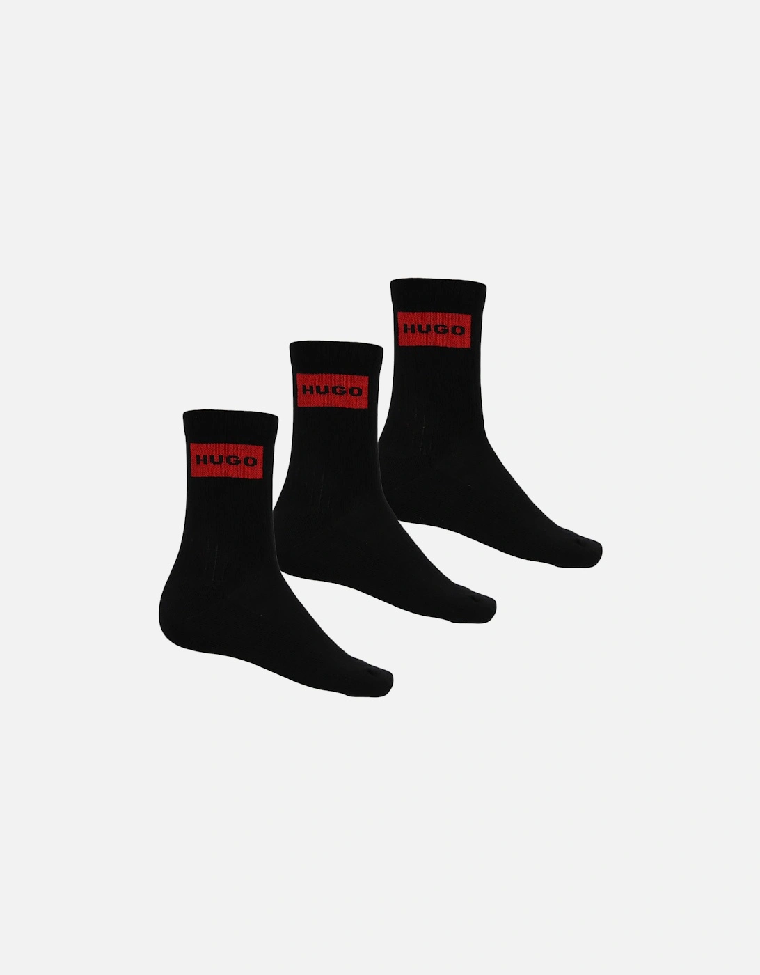 3-Pack Block Logo Ribbed Sports Socks, Black, 3 of 2