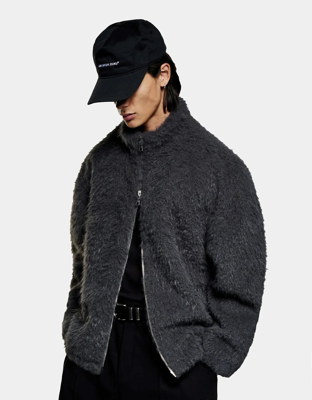 Oversized Fit Faux Alpaca Track Jacket