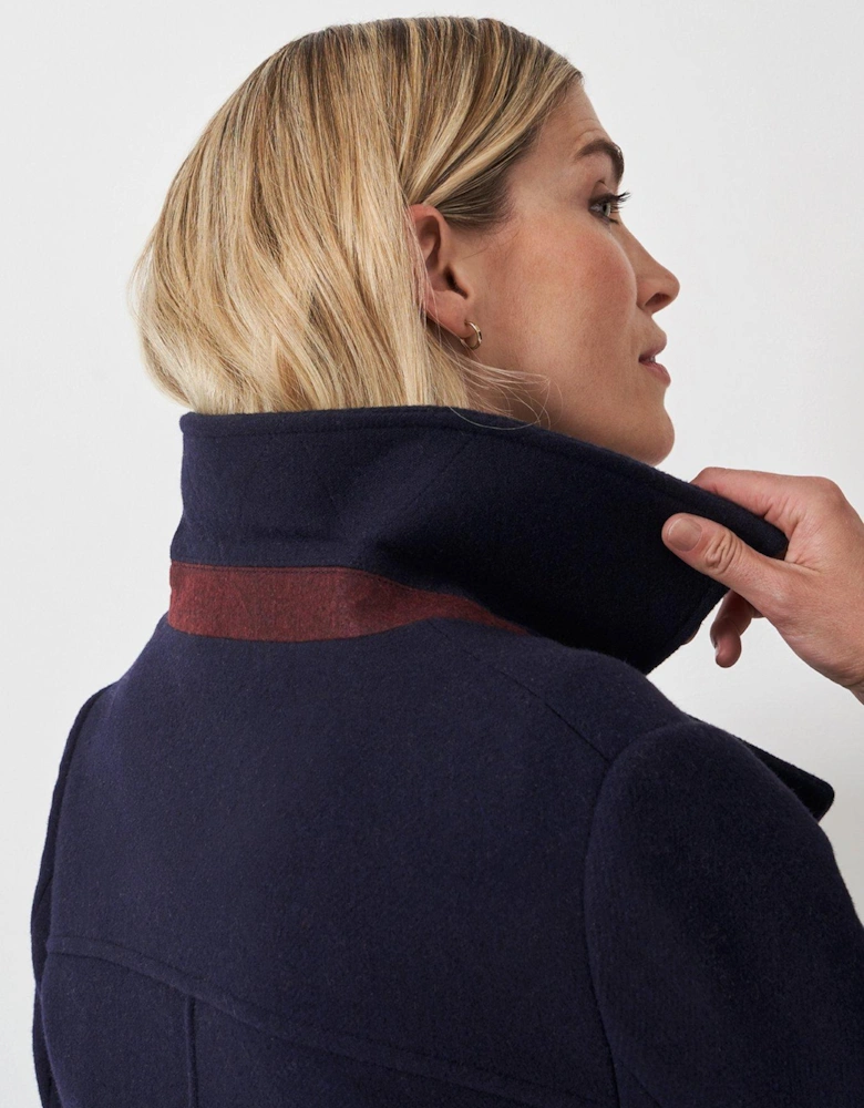 Wool Blend Pea Coat - Navy