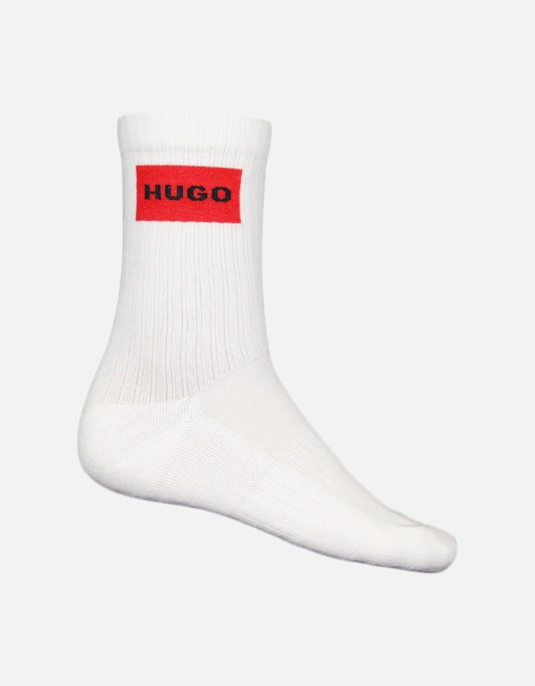 3-Pack Block Logo Ribbed Sports Socks, White