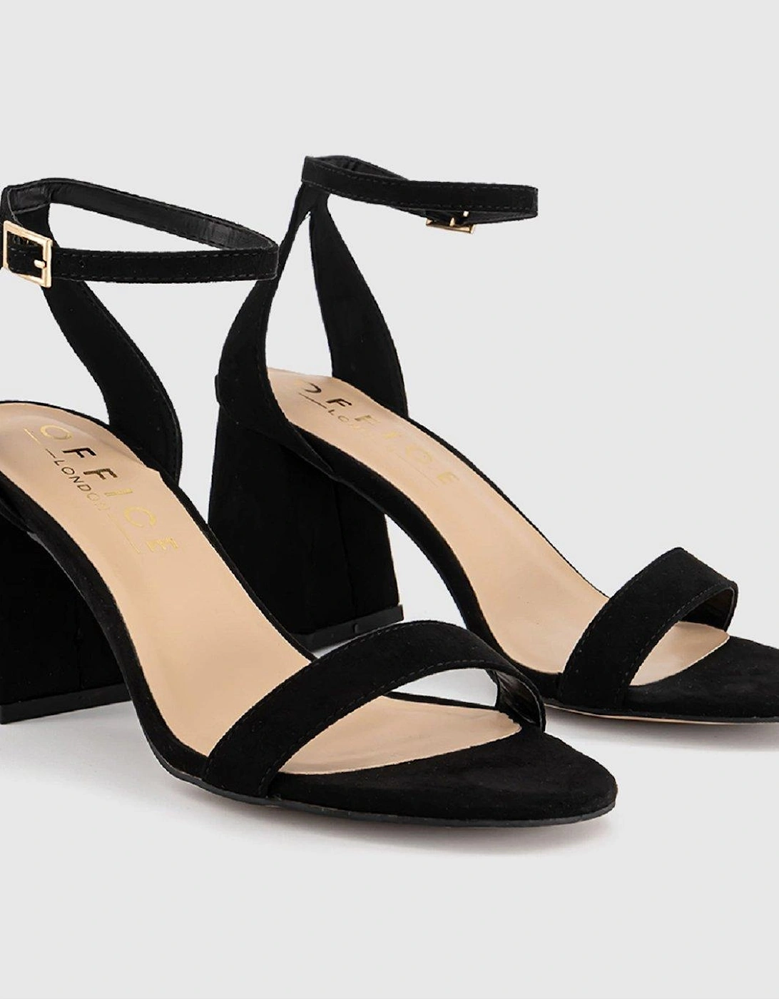 Flared Heel 2 Part Sandal - Black