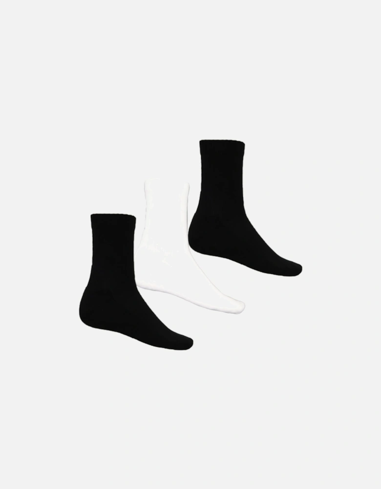 Boss 3-Pack Bamboo Back Logo Socks, Black/White