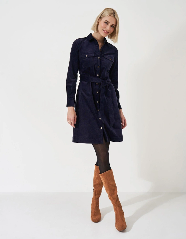 Elsie Cord Shirt Dress - Navy