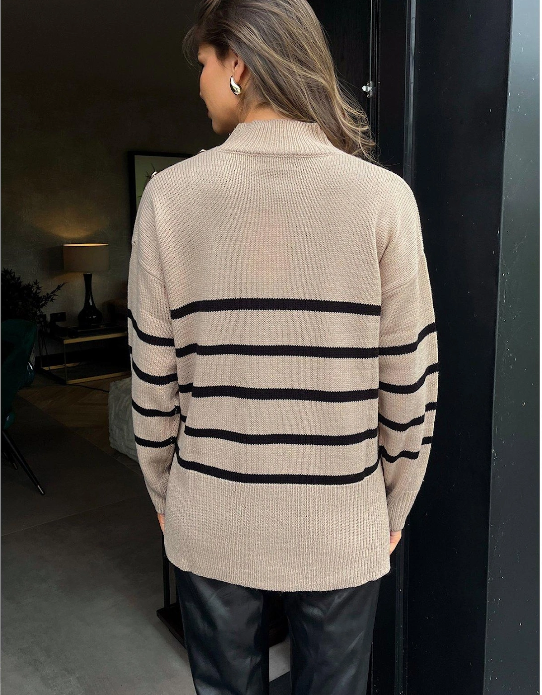 Shoulder Button Detail Jumper - Beige