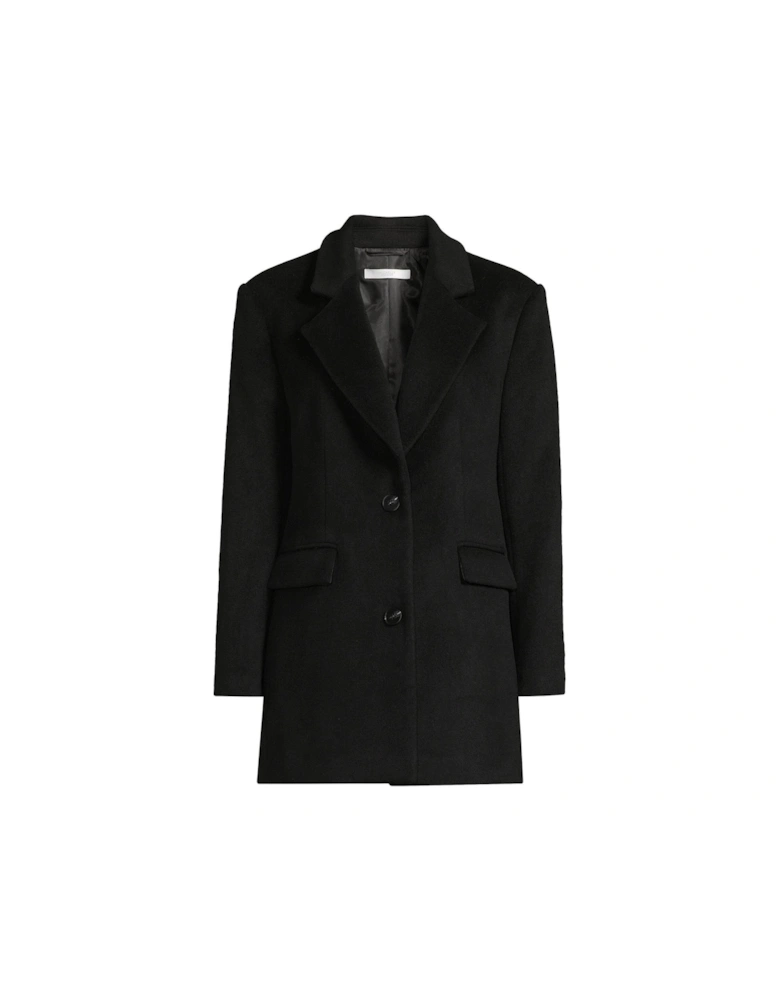 Faux Wool Oversized Blazer - Black