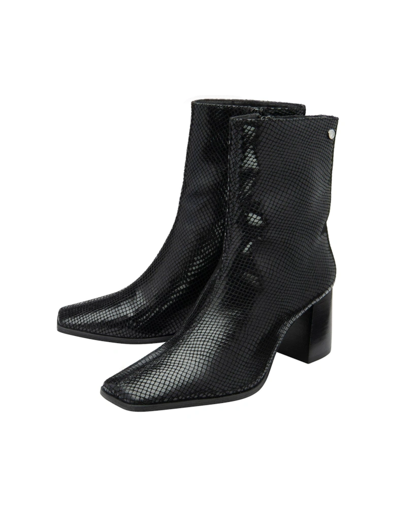 Meldon Square Toe Heeled Boot - Black Snake