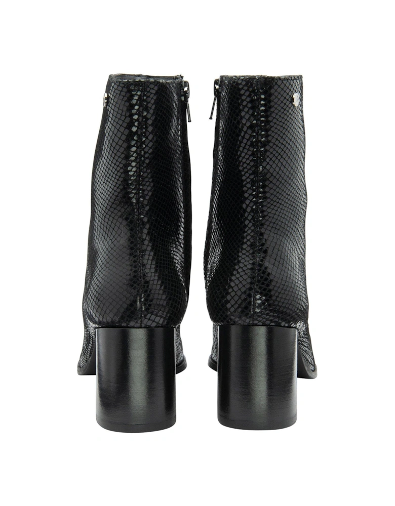 Meldon Square Toe Heeled Boot - Black Snake