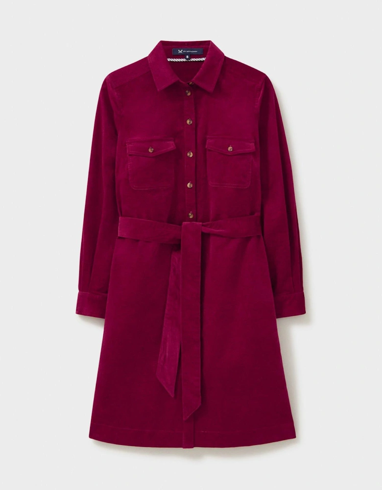 Elsie Cord Shirt Dress - Red