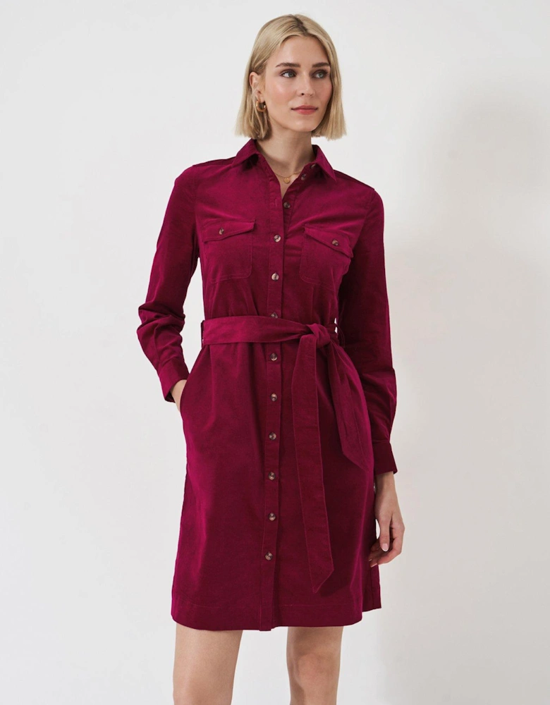 Elsie Cord Shirt Dress - Red