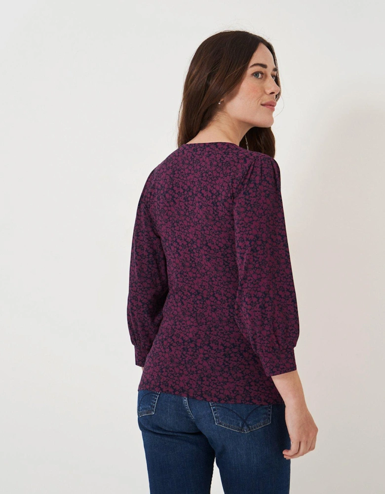 3/4 Sleeve Wrap Top - Red